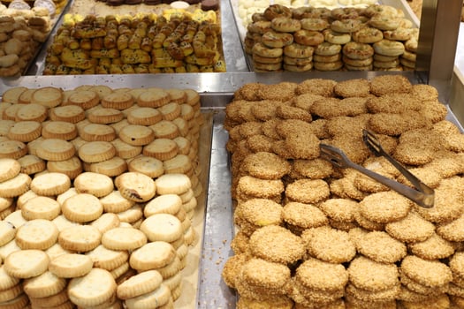 Bread and bakery products are sold in a bakery in Israel. photo