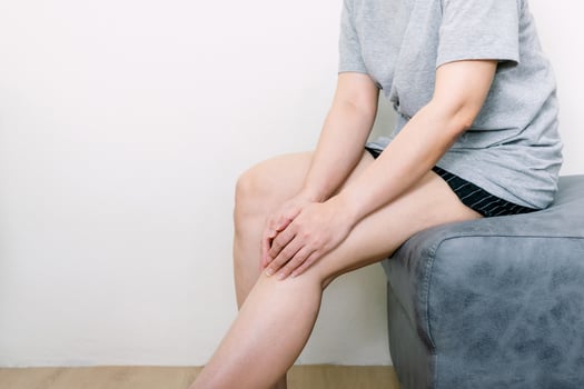 Knee pain joints and bones that are inflamed photo