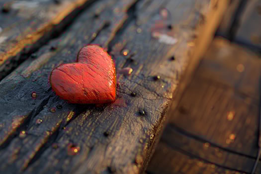 AI generated Bright red heart on old wood symbolize timeless love. Even though it's old, it still looks fresh. There's a copy space for Valentine's Day or wedding presentations. photo