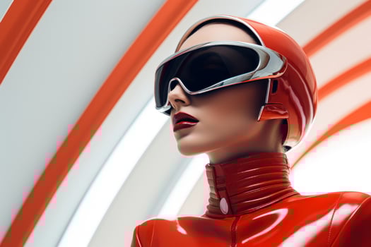 AI generated Edgy Woman sunglasses model futurism style. Generate Ai photo