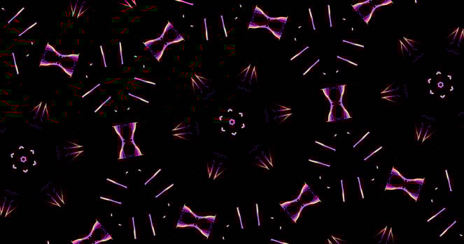 Abstract Kaleidoscope Patterns On Dark Background In Purple Orange Lines photo