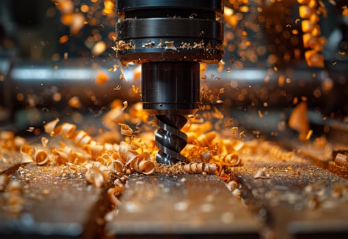 AI generated The CNC milling machine cutting the wood with the milling cutter. photo