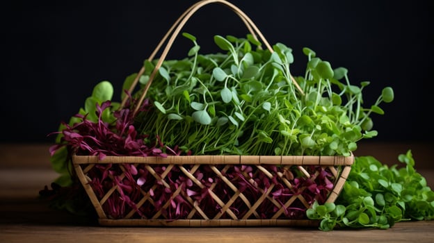 Modern basket holding tiny pumpkins photo