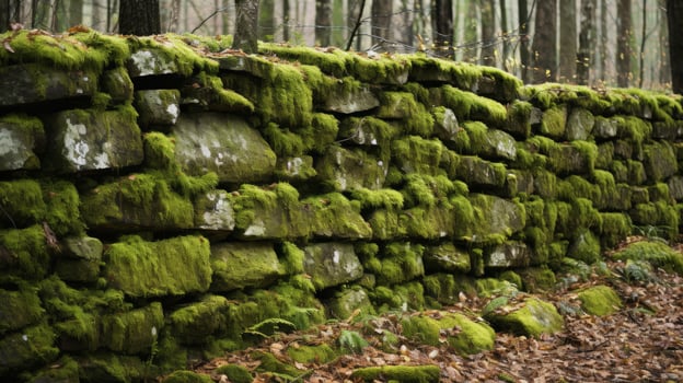 Natural mossy stone partition photo