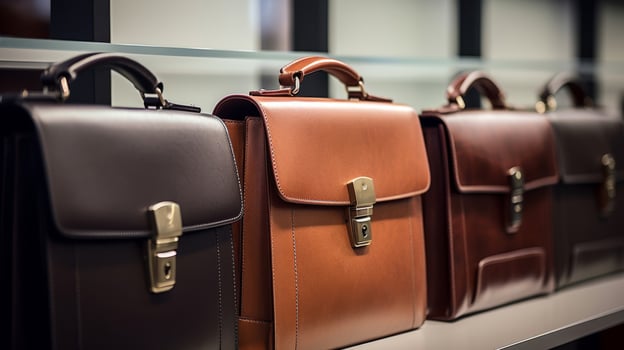 Row of classy mens business bags photo