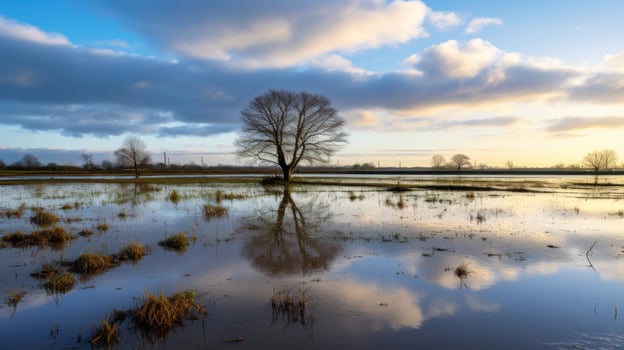Submerged field after intense rain photo