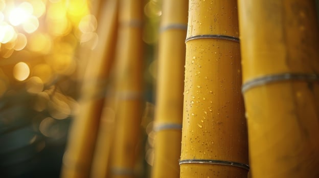AI generated Close Up of Yellow Bamboo Poles photo