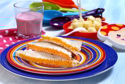 carrot paste sandwich for nutritious meal for kids photo