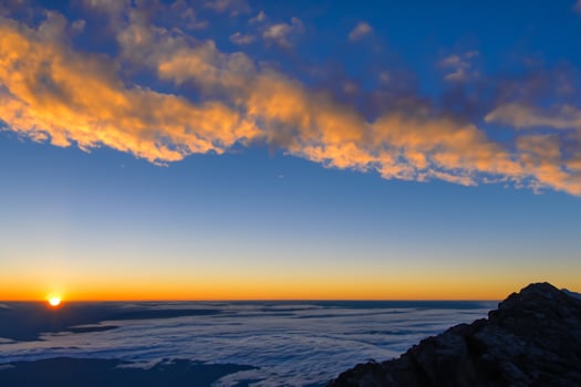 Beautiful Clouds Over the Mountains Create a Harmonious Atmosphere, Painting a Serene and Majestic Scene of Natural Beauty photo