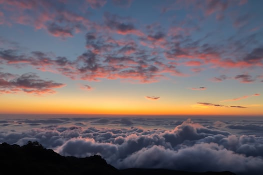 Beautiful Clouds Over the Mountains Create a Harmonious Atmosphere, Painting a Serene and Majestic Scene of Natural Beauty photo