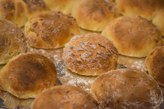 The baked buns macro shot. photo