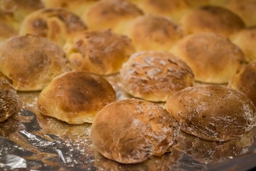 The baked buns macro shot. photo