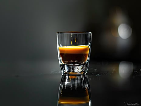Coffee in Glass Cup on Wet Surface photo