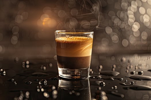 Coffee in Glass Cup on Wet Surface photo