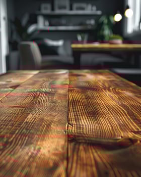 Empty Wooden Table in Living Room Close-Up mockup photo