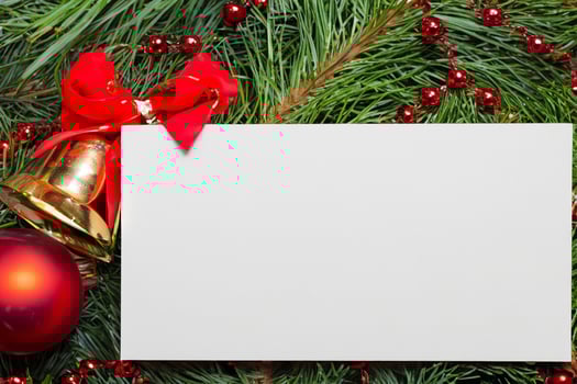 Beautiful Mockup White Card with Christmas Ornaments, A Festive Touch for Your Holiday Greetings photo