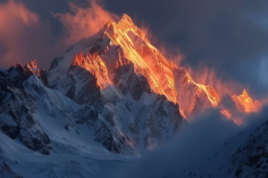 Snow-covered Mountain Beneath Cloudy Sky photo