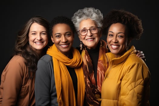 Age and international portrait of women in the studio. photo