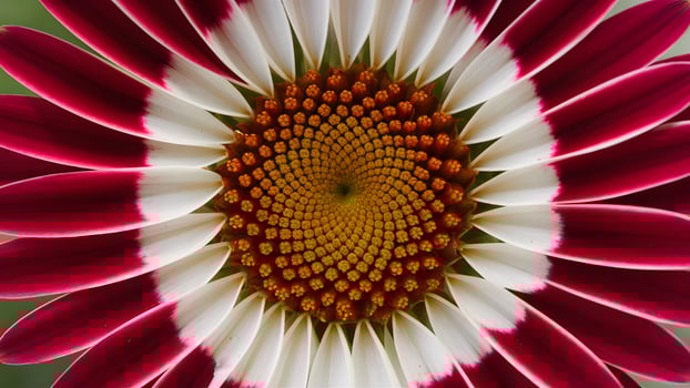 AI generated Daybreak flower, close up of red and white petals photo