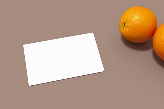 Generated imageWhite Paper Mockup Enlivened by the Zesty Aura of Fresh Oranges, Crafting a Visual Symphony of Culinary Opulence and Wholesome Design photo