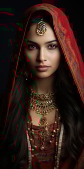 AI generated beautiful indian woman close-up. Generative AI photo