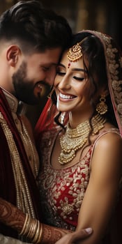 AI generated Pictures Happy Indian family close-up. Generative AI photo