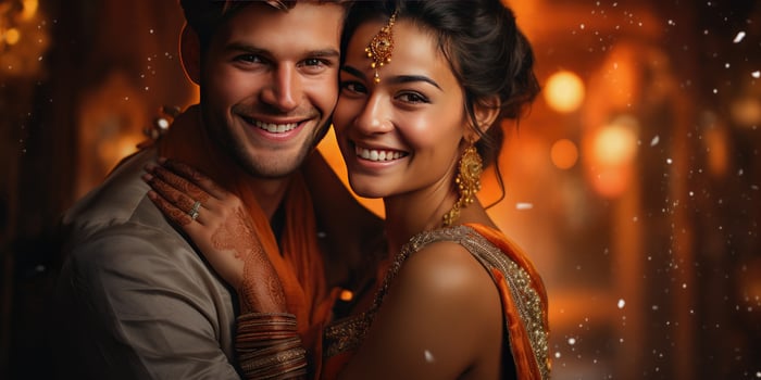 AI generated Happy cute couple in love, relationship and family theme. Generative AI photo