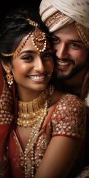 AI generated Pictures Happy Indian family close-up. Generative AI photo