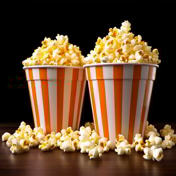 AI generated paper cup fresh popcorn on white background photo