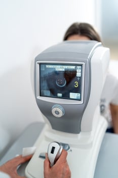 Modern ophthalmology clinic. Tools for checking the eye vision and eye health. photo
