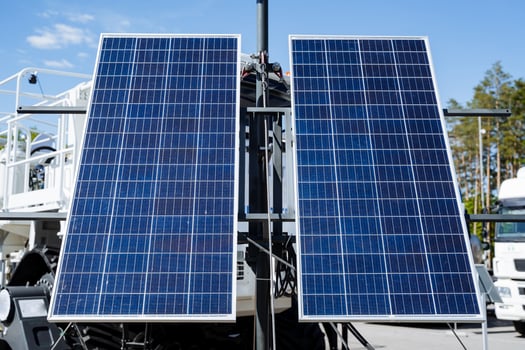 Solar panels for specialized stations, miniature installation of solar energy, accumulative energy saving system. photo