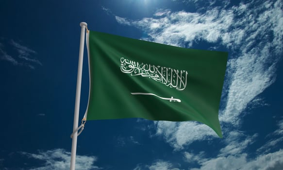 saudi arabia country international flag blue sky background cloud white banner object freedon government allmiddle eastern culture islam kingdom riyadh election politic identity holiday opec.3d render photo