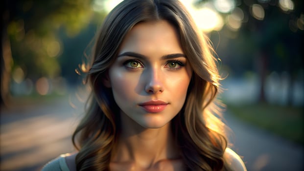 Portrait of beautiful woman standing at outside photo