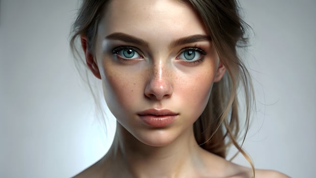 Portrait of a beautiful young woman standing against wall photo