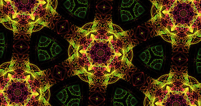 Kaleidoscopic Pattern On Dark Background In Vibrant Colors photo