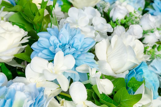 Fake flowers in the wedding photo
