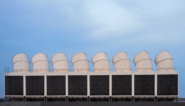 Industrial cooling towers or air cooled chillers photo