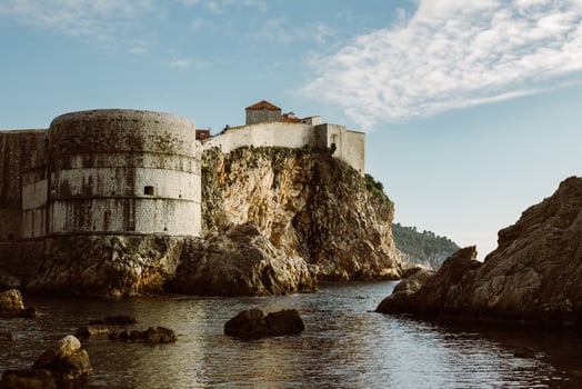 Amazing view of Dubrovnik old town and the sea. Travel destination in Croatia. photo