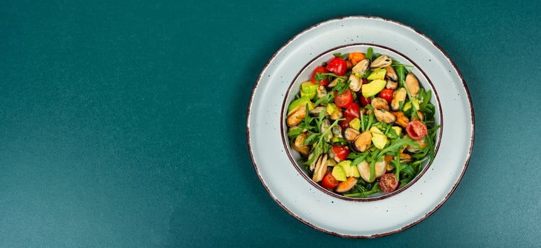 Delicious seafood mussels salad photo