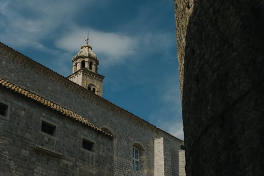 Amazing view of Dubrovnik old town in a sunny day. Travel destination in Croatia. photo