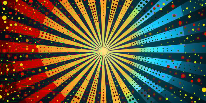 AI generated retro comic book pop art background with dots, cartoon halftone background photo