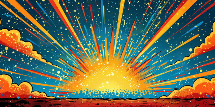 AI generated retro comic book pop art background with dots, cartoon halftone background photo