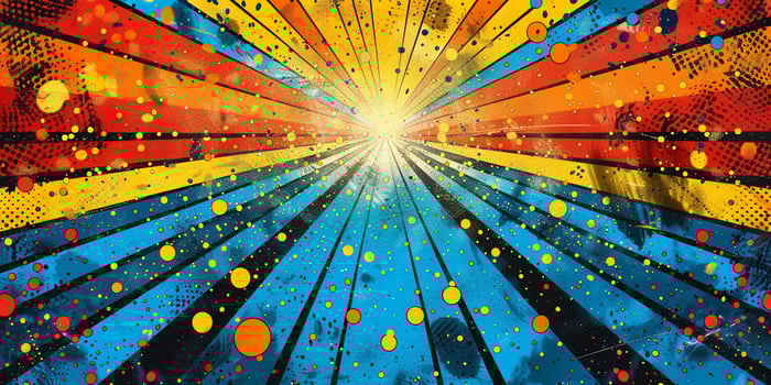 AI generated retro comic book pop art background with dots, cartoon halftone background photo
