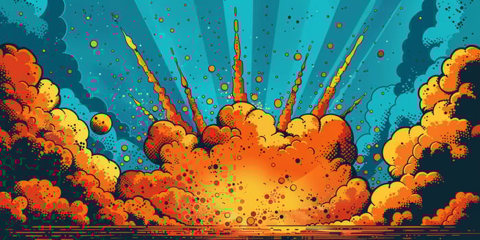 AI generated retro comic book pop art background with dots, cartoon halftone background photo