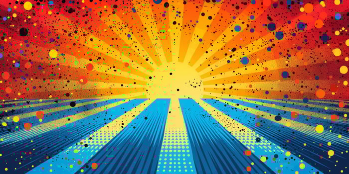 AI generated retro comic book pop art background with dots, cartoon halftone background photo