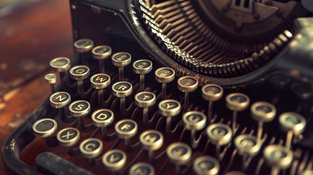 a vintage typewriter, bathed in soft, directional light photo