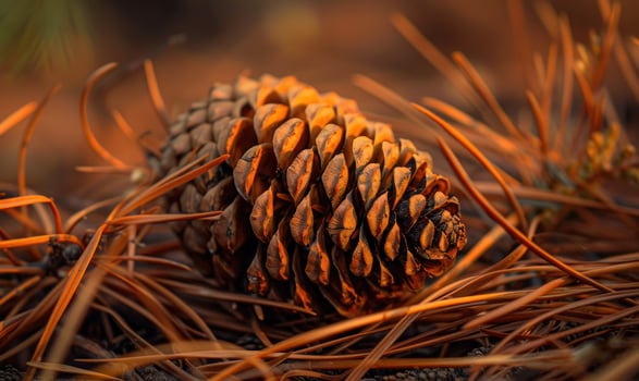 Close-up of a pine in dry pine needles photo