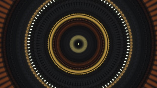 Shining colorful rings in pulsating motion, seamless loop. Concept. Abstract shimmering circles beating endlessly and creating circular pattern. photo