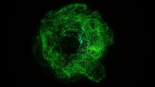 Moving Colorful Led Lights. Animation. Neon colored dots moving in a circle in space photo