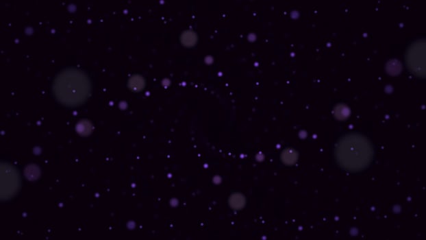 Abstract animation of twisting spiral of dots. Swirling spiral of colored muddy dots on black like starry outer space photo